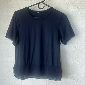 Lululemon Navy Square Top, With Sheer Details, S
